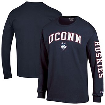 Men's Champion Navy UConn Huskies Arch Over Logo 2-Hit Long Sleeve T-Shirt