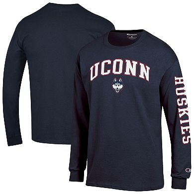 Men's Champion Navy UConn Huskies Arch Over Logo 2-Hit Long Sleeve T-Shirt