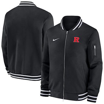 Men's Nike Black Rutgers Scarlet Knights Sideline Relaxed Full-Zip Bomber Jacket