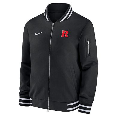 Men's Nike Black Rutgers Scarlet Knights Sideline Relaxed Full-Zip Bomber Jacket