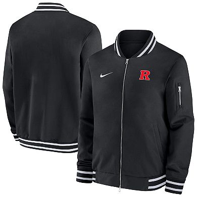 Men's Nike Black Rutgers Scarlet Knights Sideline Relaxed Full-Zip Bomber Jacket