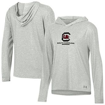Women's Under Armour Heather Gray South Carolina Gamecocks Tri-Blend Breezy Long Sleeve Hoodie T-Shirt