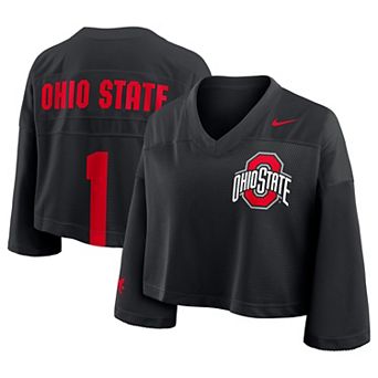 Women's Nike Black Ohio State Buckeyes Cropped Mesh Fashion Jersey