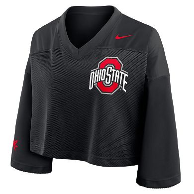 Women's Nike Black Ohio State Buckeyes Cropped Mesh Fashion Jersey