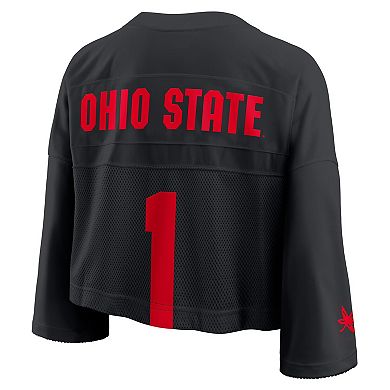 Women's Nike Black Ohio State Buckeyes Cropped Mesh Fashion Jersey