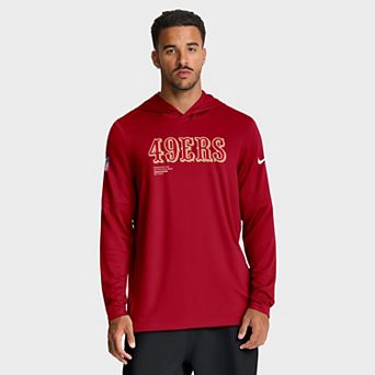 Men's Nike Scarlet San Francisco 49ers Big & Tall Sideline Performance Long Sleeve Hoodie T-Shirt