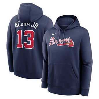 Men's Nike Ronald Acuña Jr. Navy Atlanta Braves Player Name & Number Club Fleece Pullover Hoodie