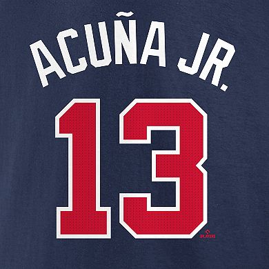 Men's Nike Ronald Acu̱a Jr. Navy Atlanta Braves Player Name & Number Club Fleece Pullover Hoodie