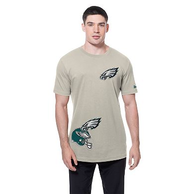 Men's New Era Light Beige Philadelphia Eagles Multi Patch T-Shirt