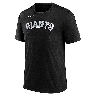 Men's Nike Heather Black San Francisco Giants Fashion Wordmark Tri-Blend T-Shirt