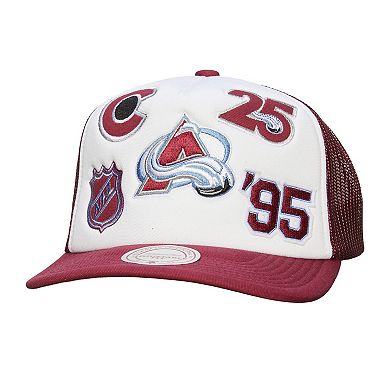 Men's Mitchell & Ness White/Burgundy Colorado Avalanche Gridlock Trucker Adjustable Hat