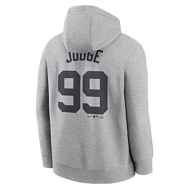Men's Nike Aaron Judge Heather Gray New York Yankees Player Name & Number Club Fleece Pullover Hoodie