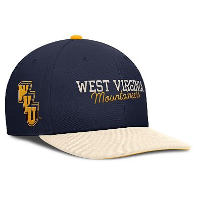 Men's Nike Navy/Cream West Virginia Mountaineers Pro Legacy Script Snapback Hat