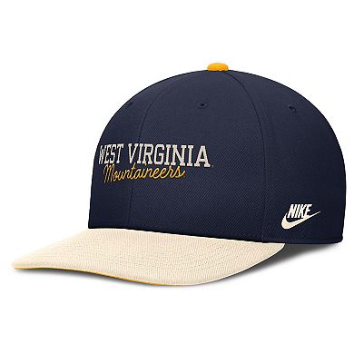 Men's Nike Navy/Cream West Virginia Mountaineers Pro Legacy Script Snapback Hat