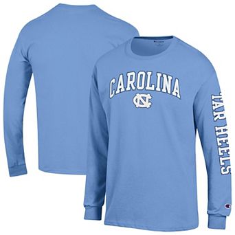 Men's Champion Carolina Blue North Carolina Tar Heels Arch Over Logo 2-Hit Long Sleeve T-Shirt