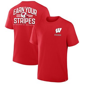 Men's Fanatics Red Wisconsin Badgers Quad Legacy T-Shirt