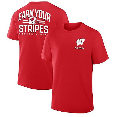 Men's Fanatics Red Wisconsin Badgers Quad Legacy T-Shirt