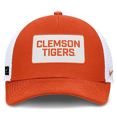 Men's Nike Orange/White Clemson Tigers 2025 On-Field Rise Patch Trucker Adjustable Hat