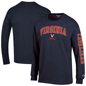 Men's Champion Navy Virginia Cavaliers Arch Over Logo 2-Hit Long Sleeve T-Shirt