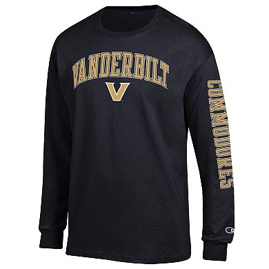 Men's Champion Black Vanderbilt Commodores Arch Over Logo 2-Hit Long Sleeve T-Shirt
