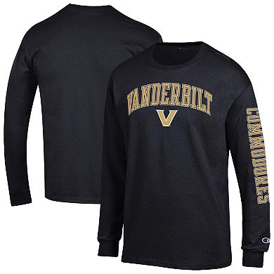 Men's Champion Black Vanderbilt Commodores Arch Over Logo 2-Hit Long Sleeve T-Shirt