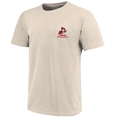 Men's Cream Nebraska Huskers Big & Tall Mascot Overlay Essential Pocket T-Shirt