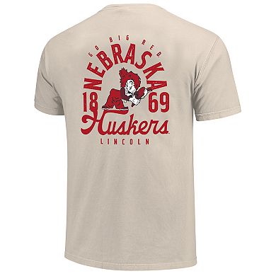 Men's Cream Nebraska Huskers Big & Tall Mascot Overlay Essential Pocket T-Shirt