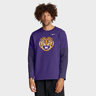 Men's Nike Purple LSU Tigers 2025 Sideline Coach Performance Long Sleeve T-Shirt