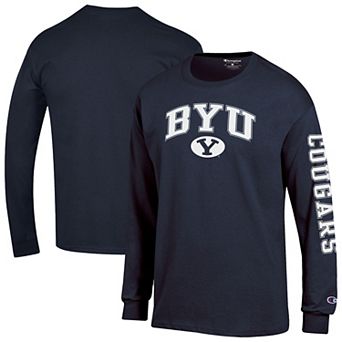 Men's Champion Navy BYU Cougars Arch Over Logo 2-Hit Long Sleeve T-Shirt