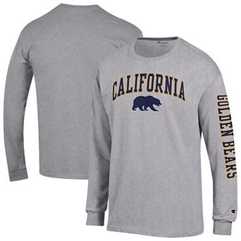 Men's Champion Heather Gray Cal Bears Arch Over Logo 2-Hit Long Sleeve T-Shirt