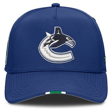 Men's Fanatics Blue Vancouver Canucks 2025 NHL Draft Authentic Pro On-Stage Podium A-Frame Adjustable Hat