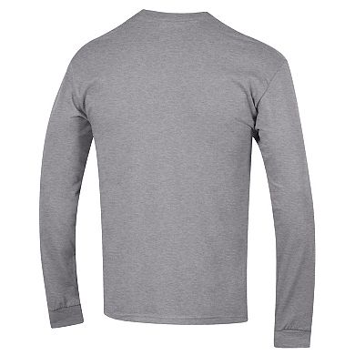 Men's Champion Heather Gray UConn Huskies Arch Over Logo 2-Hit Long Sleeve T-Shirt