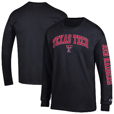 Men's Champion Black Texas Tech Red Raiders Arch Over Logo 2-Hit Long Sleeve T-Shirt