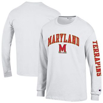 Men's Champion White Maryland Terrapins Arch Over Logo 2-Hit Long Sleeve T-Shirt