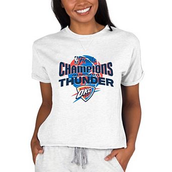 Women's Concepts Sport Oatmeal Oklahoma City Thunder 2025 NBA Finals Champions Mainstream Tri-Blend French Terry Lounge Top