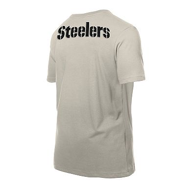Men's New Era Light Beige Pittsburgh Steelers Multi Patch T-Shirt