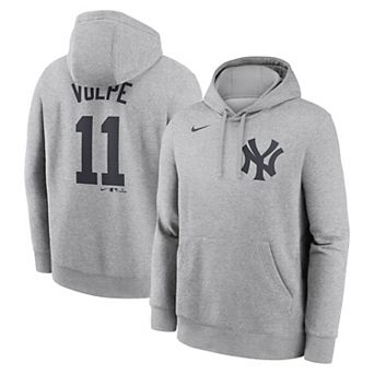 Men's Nike Anthony Volpe Heather Gray New York Yankees Player Name & Number Club Fleece Pullover Hoodie