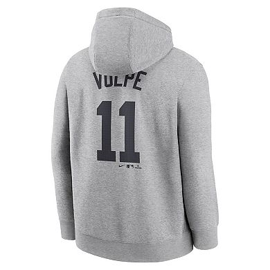 Men's Nike Anthony Volpe Heather Gray New York Yankees Player Name & Number Club Fleece Pullover Hoodie