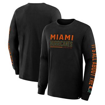Men's Fanatics Black Miami Hurricanes Quad Fuel The Fire Long Sleeve T-Shirt