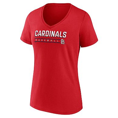 Women's Red St. Louis Cardinals Primary Play V-Neck T-Shirt