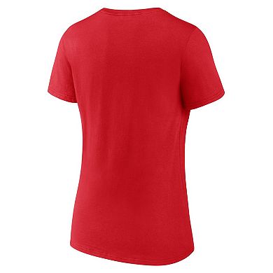 Women's Red St. Louis Cardinals Primary Play V-Neck T-Shirt