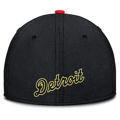 Men's Nike Crimson/Black Detroit Tigers Neon 90s Rise SwooshFlex Hat