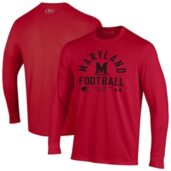 Men's Under Armour Red Maryland Terrapins 2025 Sideline Football Performance Long Sleeve T-Shirt