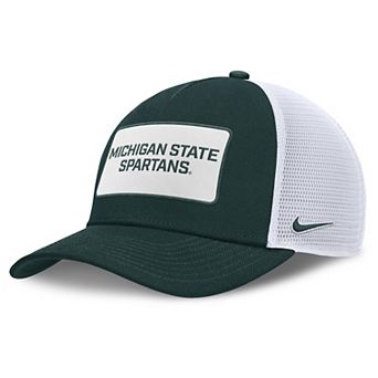Men's Nike Green/White Michigan State Spartans 2025 On-Field Rise Patch Trucker Adjustable Hat