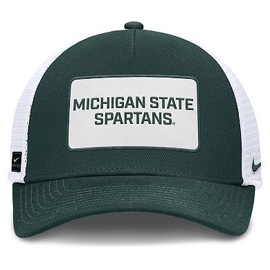 Men's Nike Green/White Michigan State Spartans 2025 On-Field Rise Patch Trucker Adjustable Hat