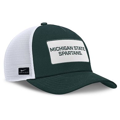 Men's Nike Green/White Michigan State Spartans 2025 On-Field Rise Patch Trucker Adjustable Hat