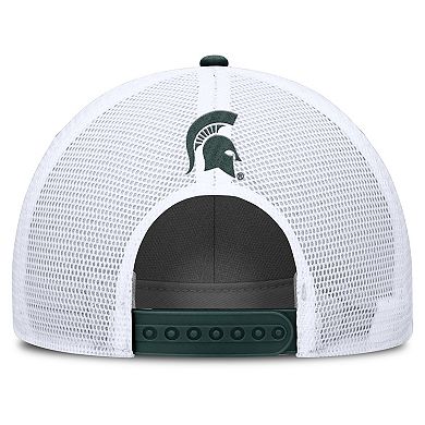 Men's Nike Green/White Michigan State Spartans 2025 On-Field Rise Patch Trucker Adjustable Hat