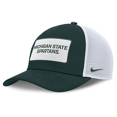 Men's Nike Green/White Michigan State Spartans 2025 On-Field Rise Patch Trucker Adjustable Hat