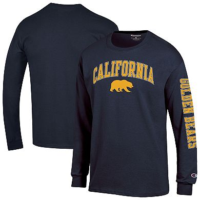 Men's Champion Navy Cal Bears Arch Over Logo 2-Hit Long Sleeve T-Shirt