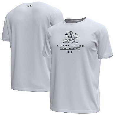 Men's Under Armour White Notre Dame Fighting Irish Stack Stretch Performance T-Shirt